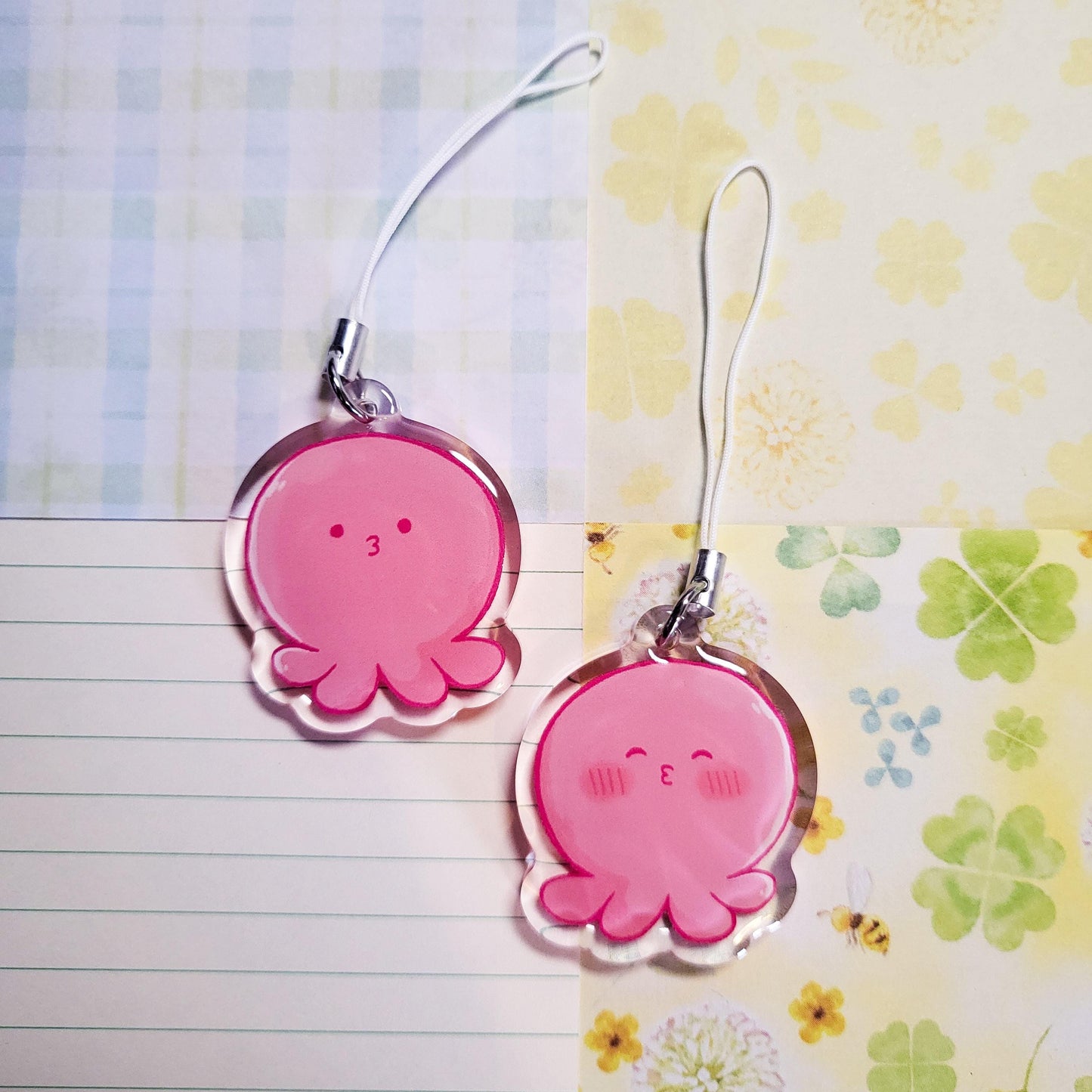 Pink Tako Octopus anime double-sided charm || 1.5" acrylic phone charm
