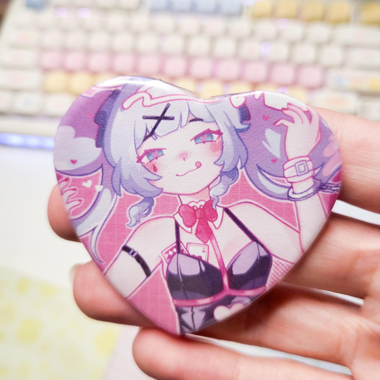 Rabbit Hole vocaloid Miku heart shaped button! || 2.25" vocaloid art pin button badge