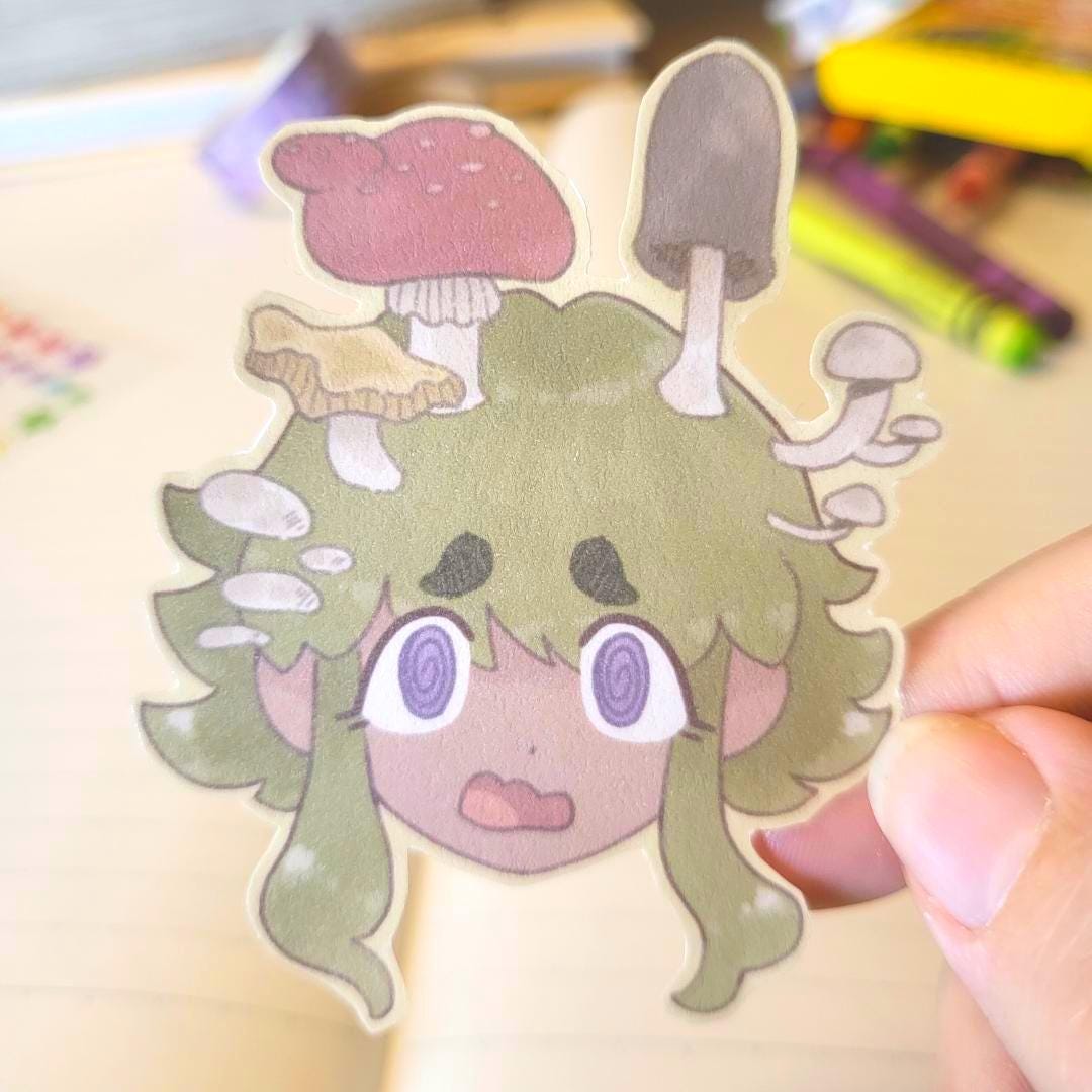 Mushy Mind sticker || mushroom girl cartoon anime cute spooky silly sticker