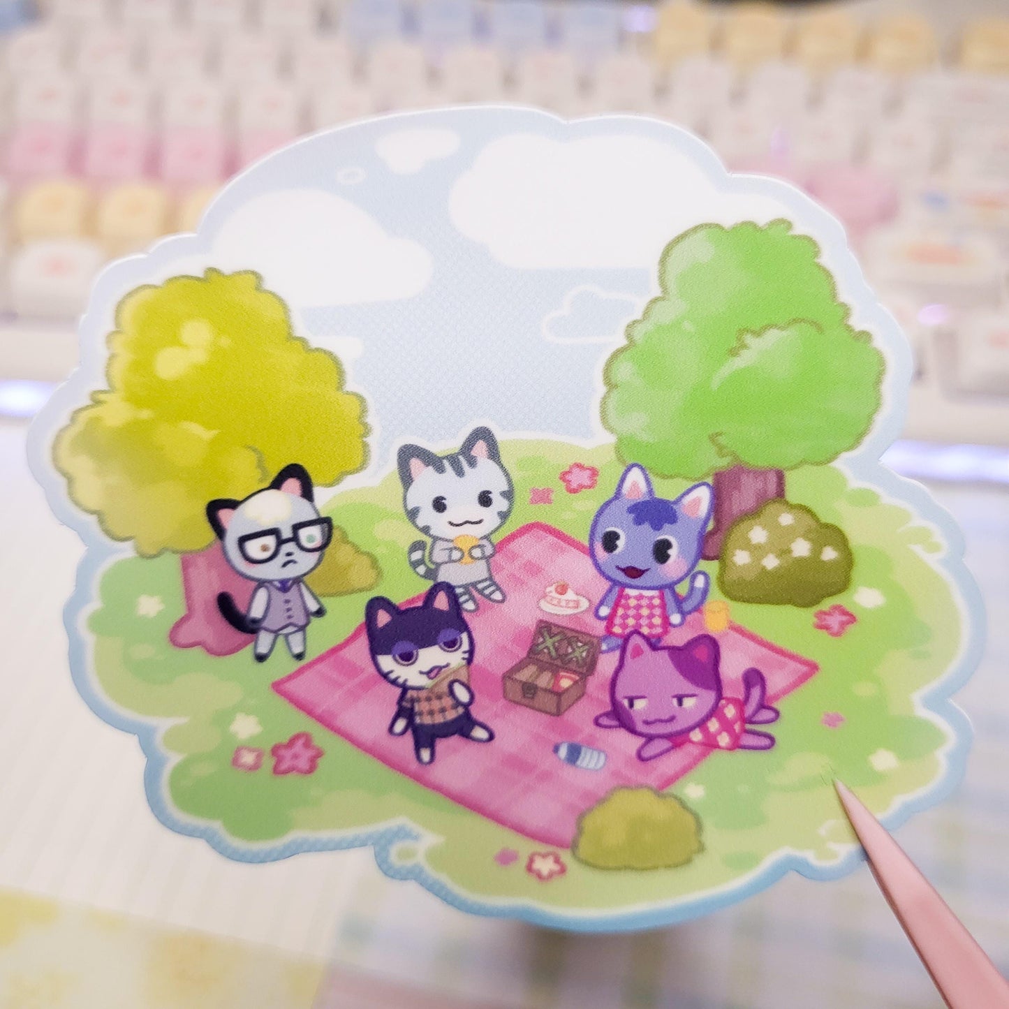 Animal Game cats picnic sticker || 2.5" sticker kitty cat cozy cute picnic