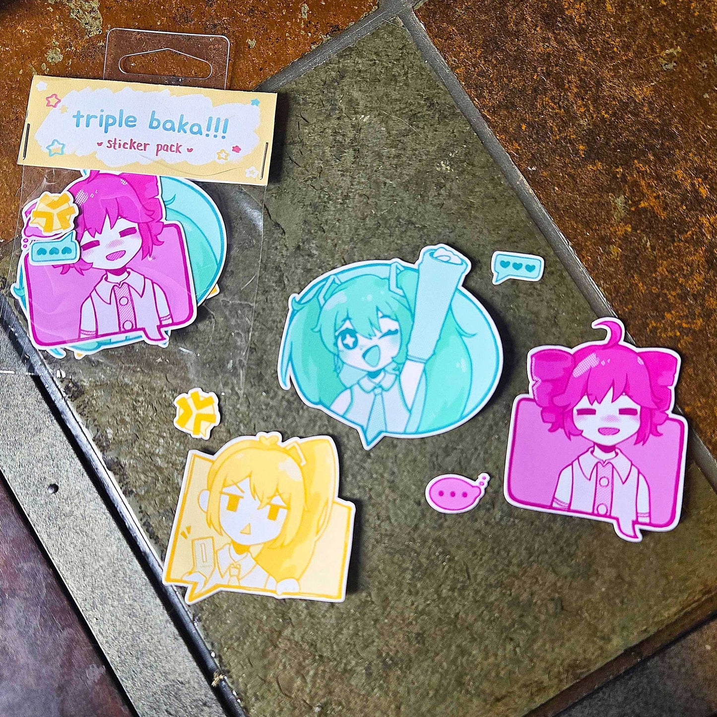 Triple Baka Teto Miku Neru vocaloid sticker pack || 2.5" sticker pack