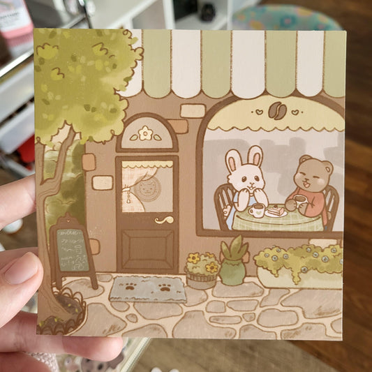 Cafe Friends print! || 5x5" doodle art print