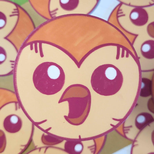 Hooting owl cartoon sticker || 2.5" sticker