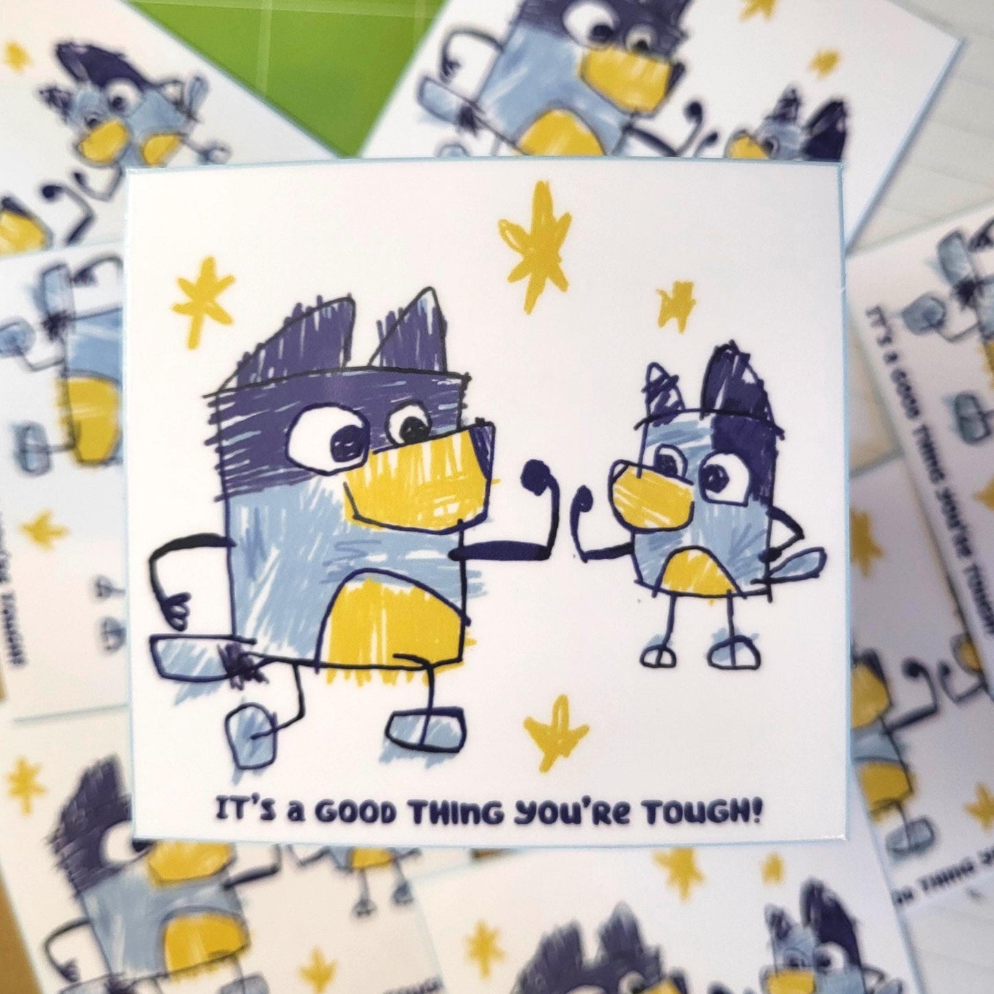 Fathers Day Doodle Blue Heeler dog family sticker || 3" sticker