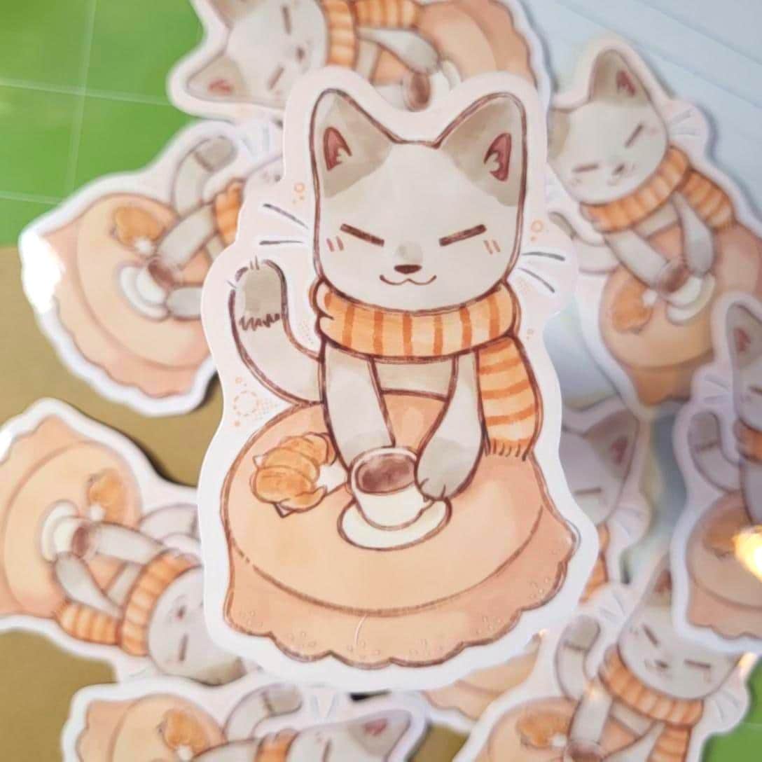 Cafe Kitty autumn sticker || 3.5" sticker