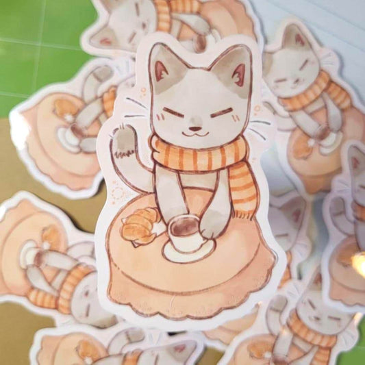 Cafe Kitty autumn sticker || 3.5" sticker