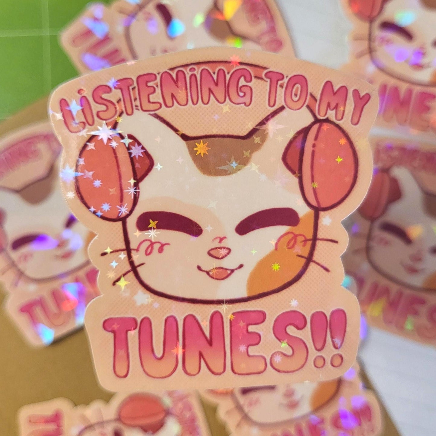 Headphone Kitties stickers || 2.5" starry holo sticker