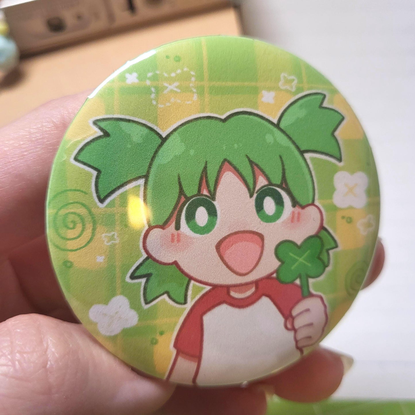 Clover anime girl button || 2.25" pinback button badge