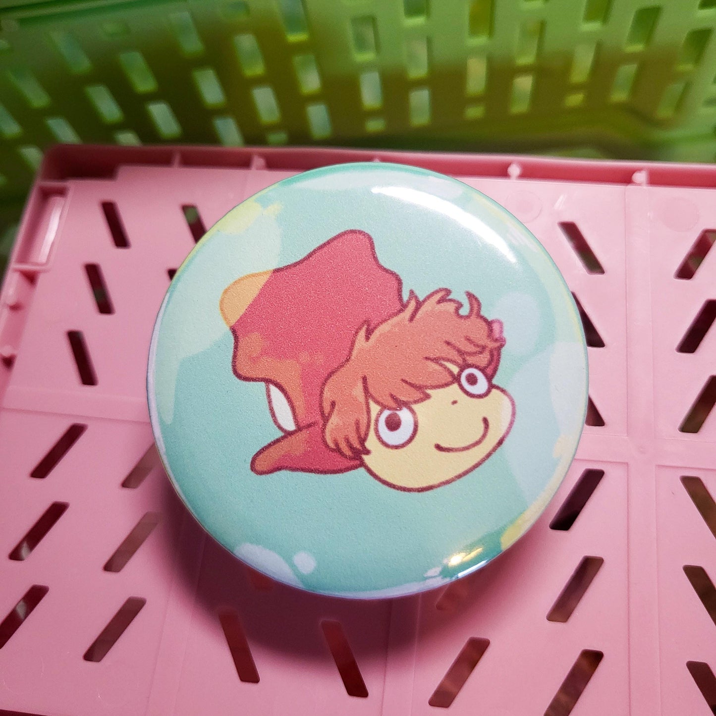 Underwater fish girl anime button || 2.25" pinback button badge