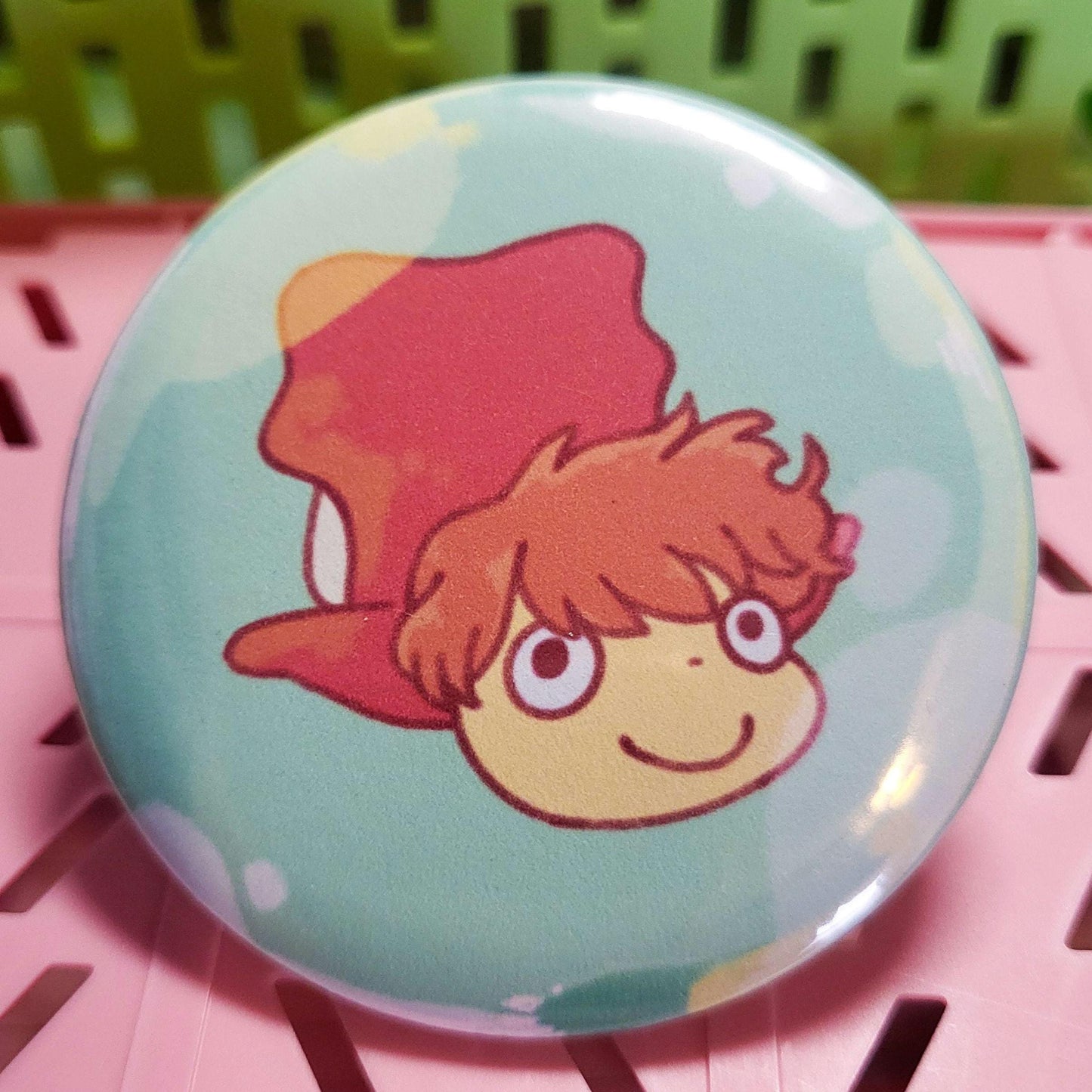 Underwater fish girl anime button || 2.25" pinback button badge