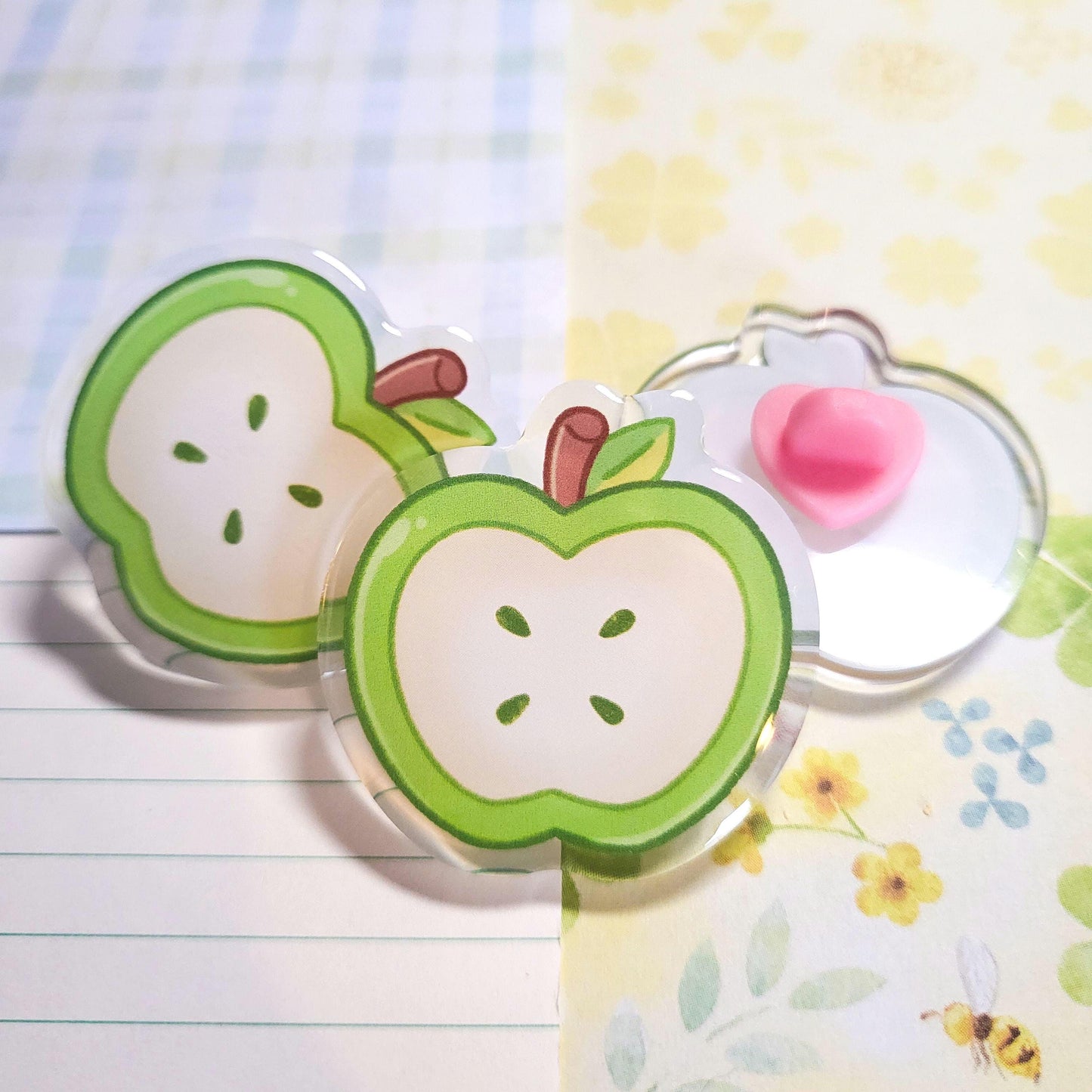 Green Apple doodle pin || 1.5" acrylic pin