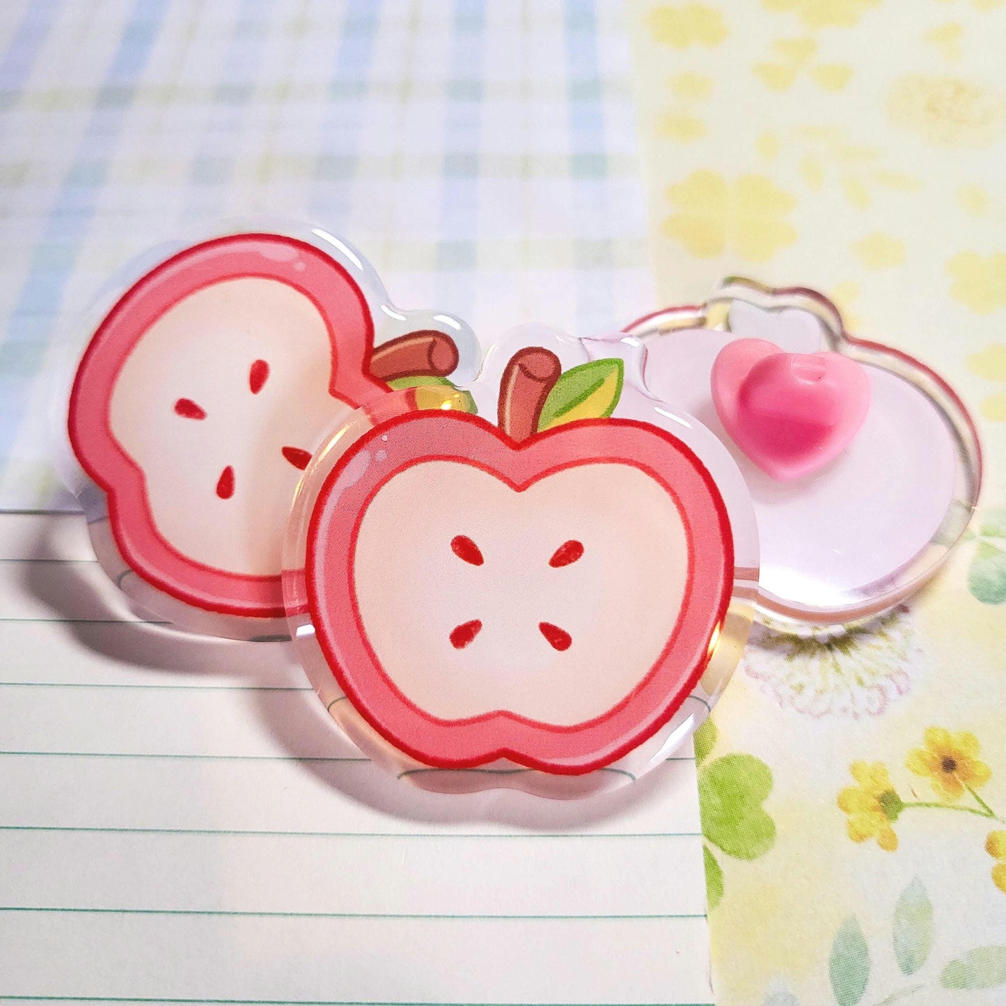Red Apple doodle pin || 1.5" acrylic pin