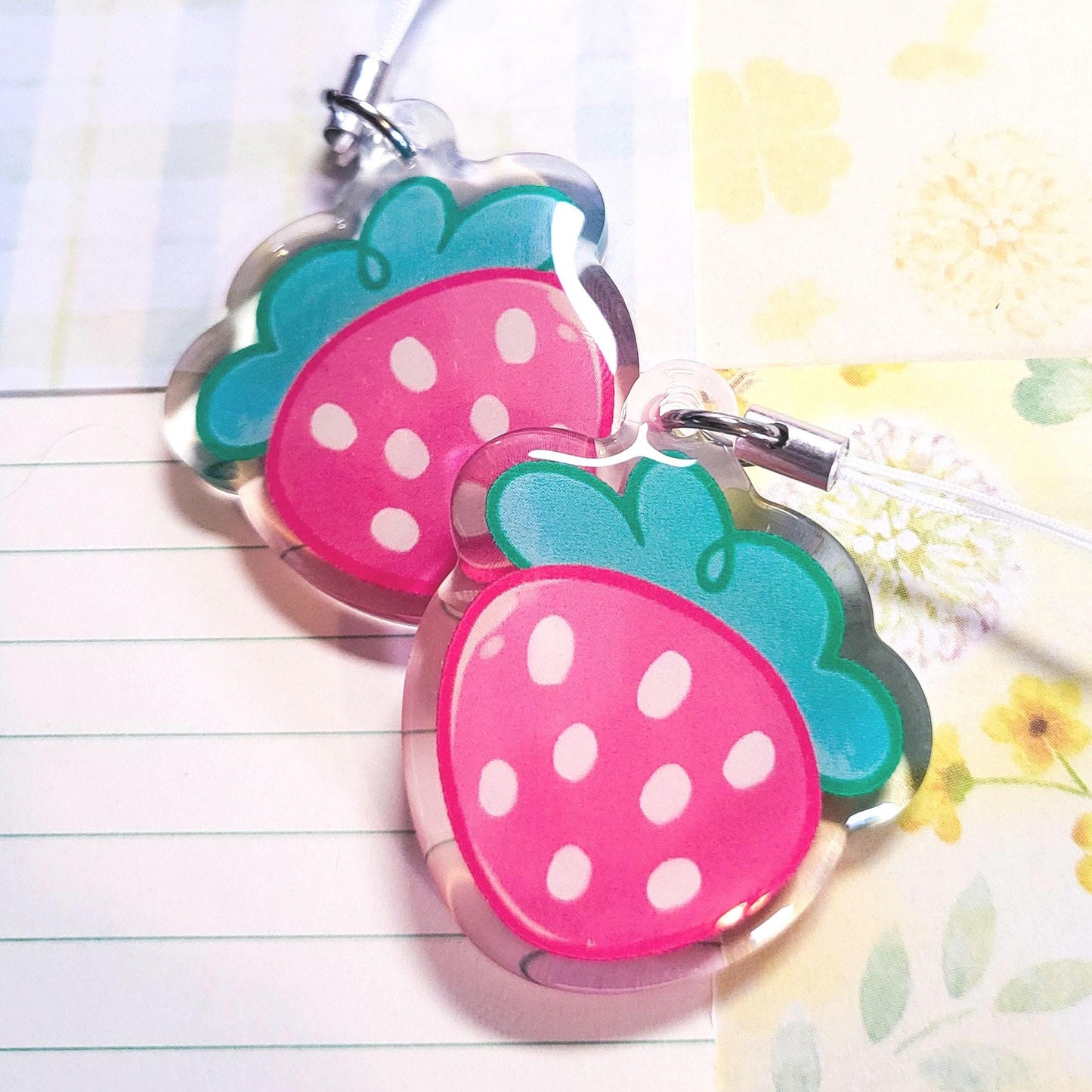 Strawberry doodle charm || 1.5" acrylic phone charm