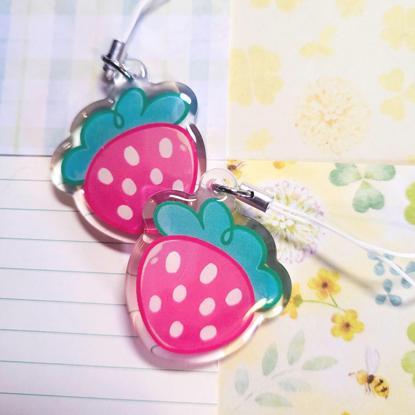 Strawberry doodle charm || 1.5" acrylic phone charm