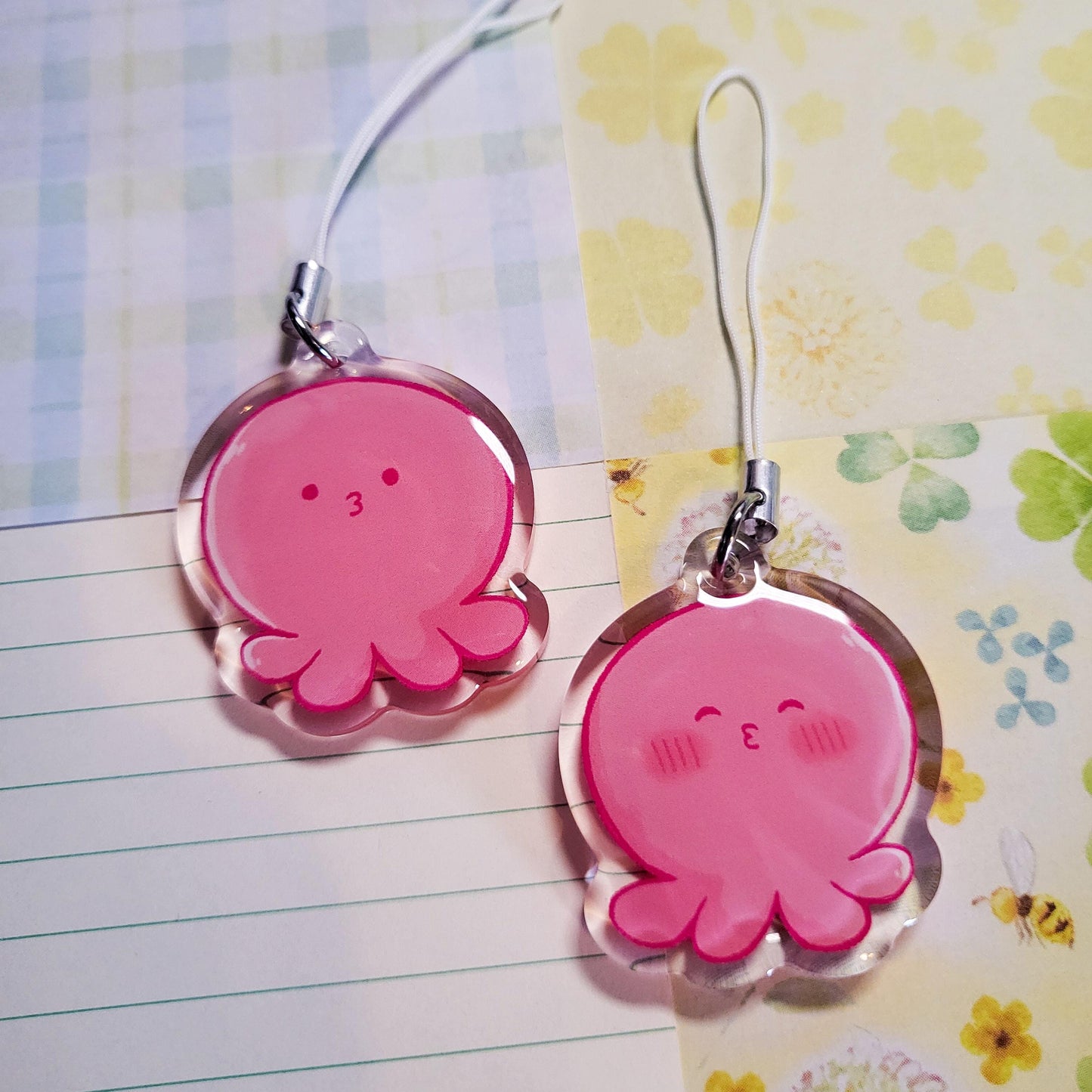Pink Tako Octopus anime double-sided charm || 1.5" acrylic phone charm