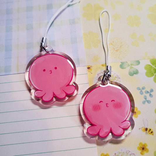 Pink Tako Octopus anime double-sided charm || 1.5" acrylic phone charm