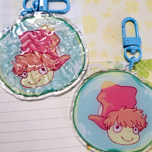 Underwater fish girl anime studio keychain || 2.5" acrylic keychain with water ripple effect