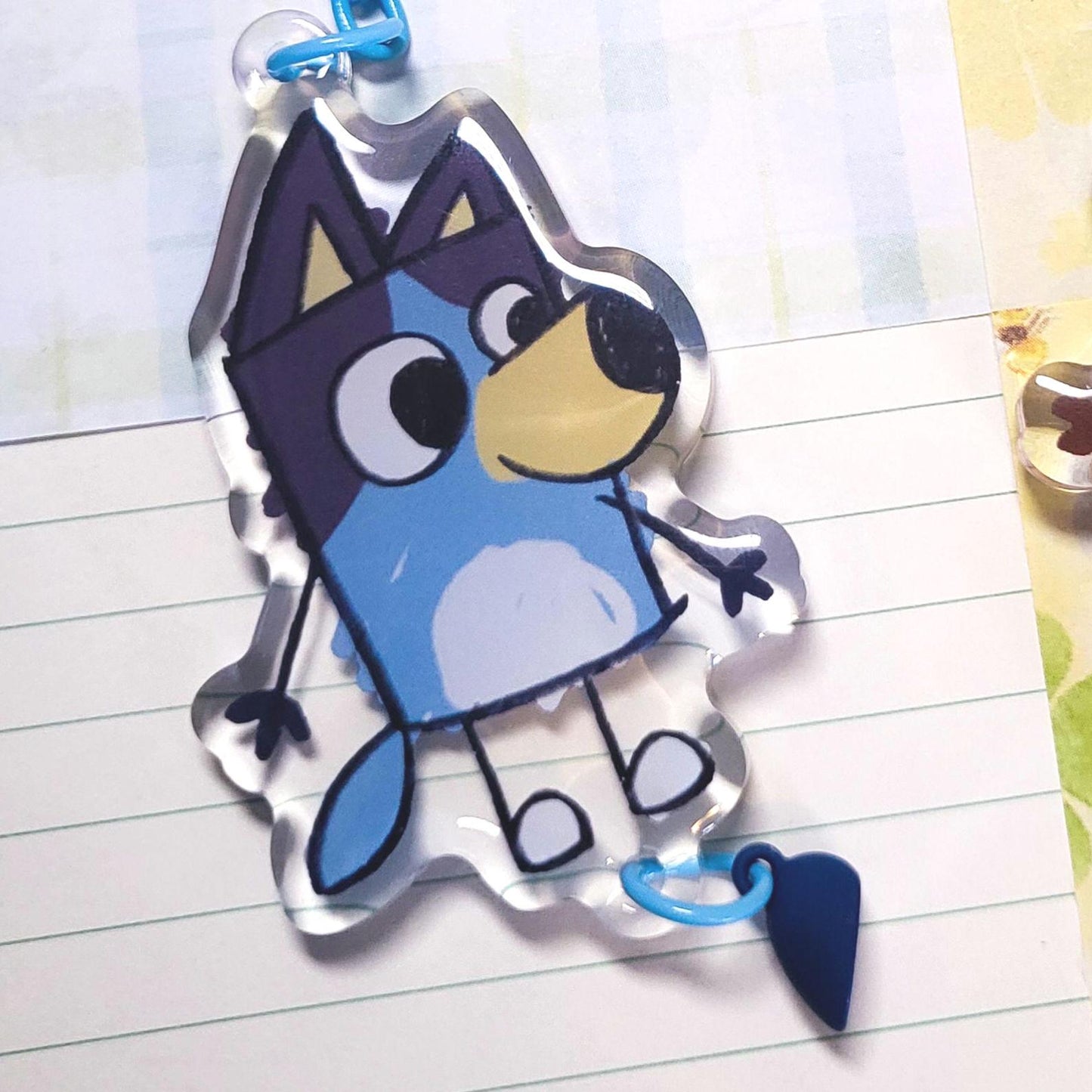 Doodle Blue Heeler sisters family cartoon keychains || 2.5" acrylic linked heart magnet keychains