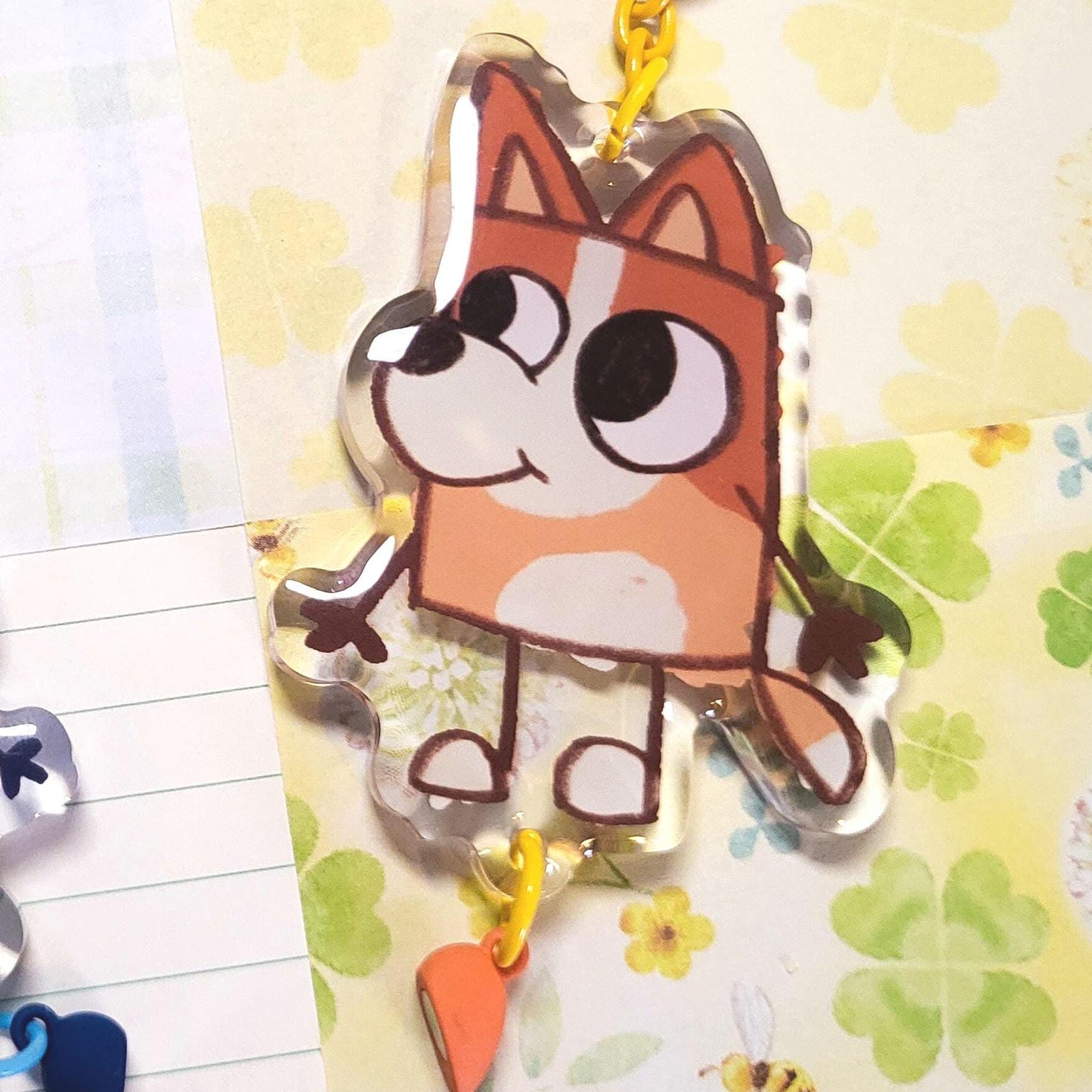 Doodle Blue Heeler sisters family cartoon keychains || 2.5" acrylic linked heart magnet keychains