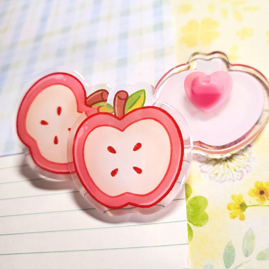 Red Apple doodle pin || 1.5" acrylic pin