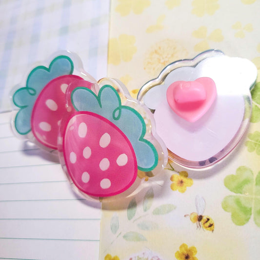 Strawberry doodle pin || 1.5" acrylic pin