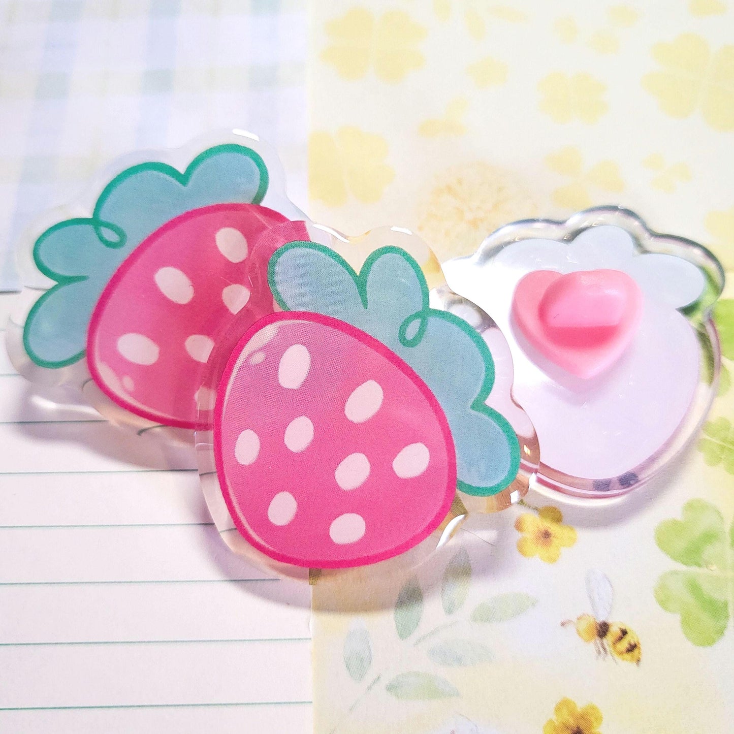 Strawberry doodle pin || 1.5" acrylic pin
