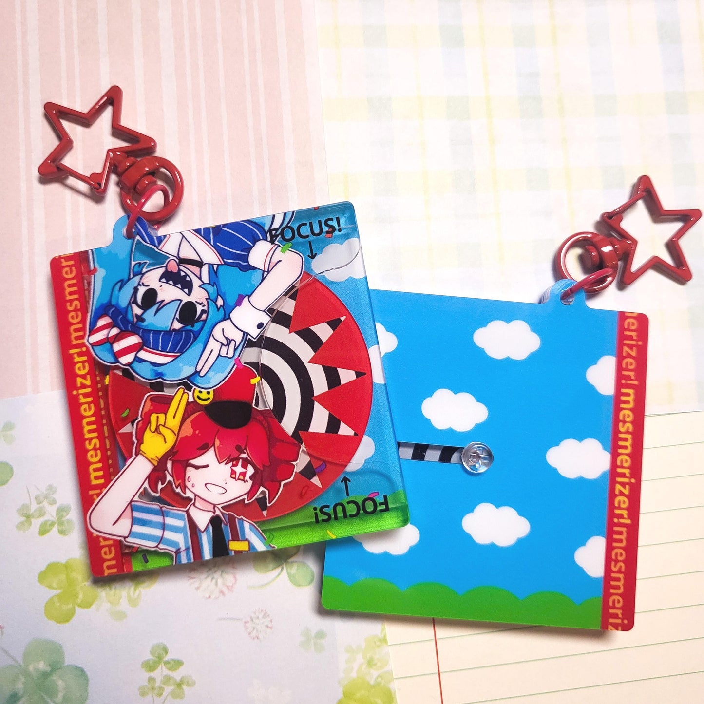 Mesmerizer Miku and Teto vocaloid keychain || 2.25" acrylic cd spinning keychain