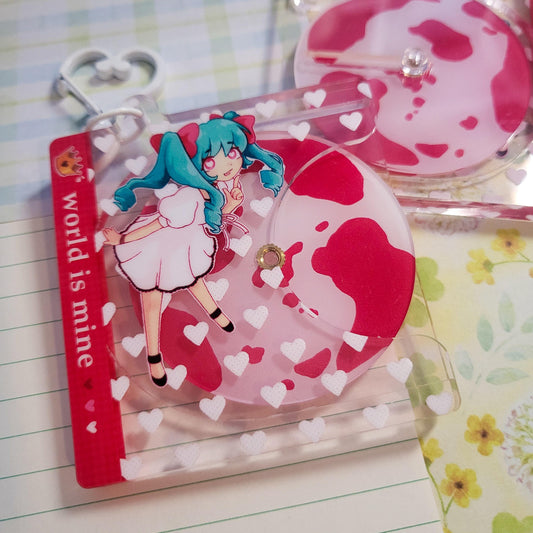 World is Mine Miku vocaloid keychain || 2.25" acrylic cd spinning keychain
