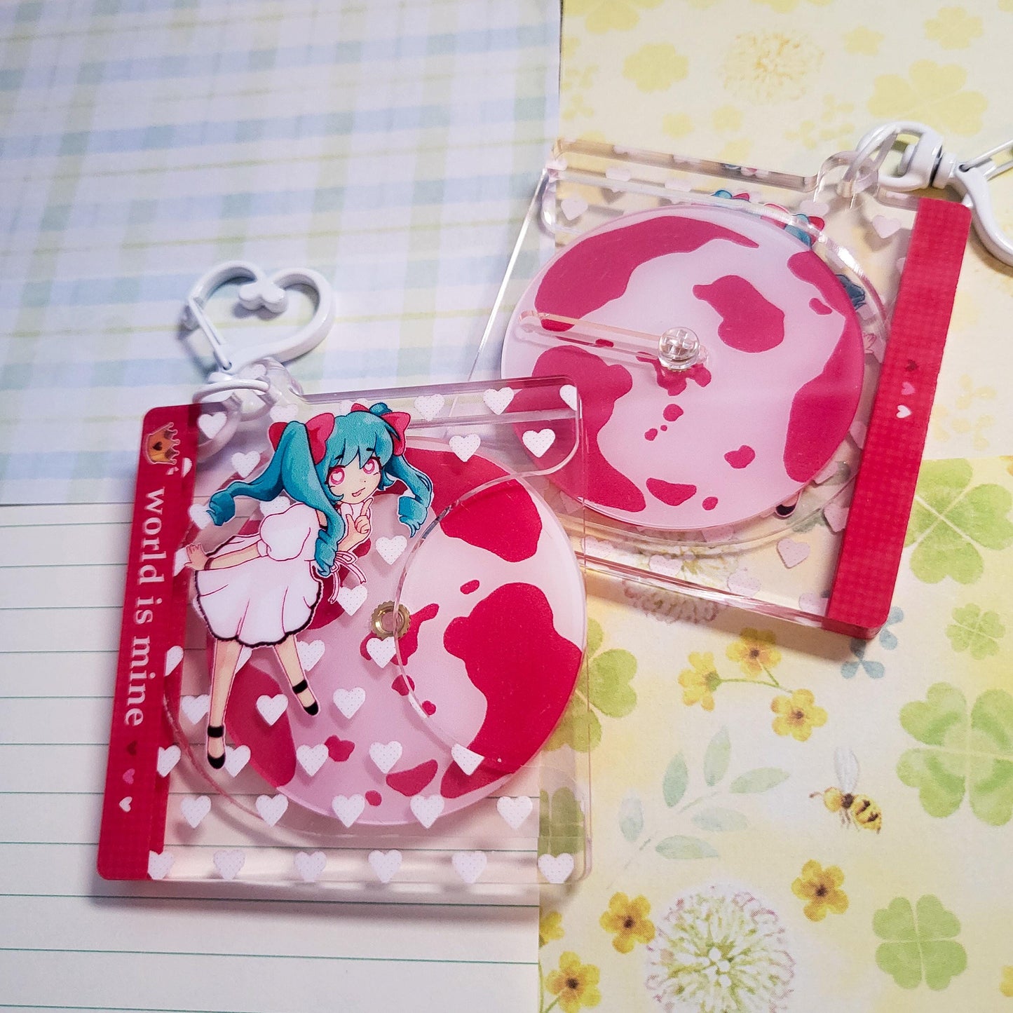 World is Mine Miku vocaloid keychain || 2.25" acrylic cd spinning keychain