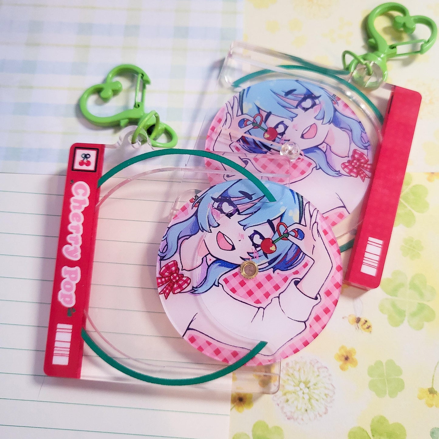 Cherry Pop Miku vocaloid keychain || 2.25" acrylic cd spinning keychain