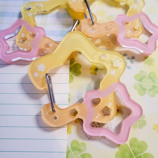 Pink Yellow Star Acrylic Carabiner Clip | Bag Keys Charm Holder