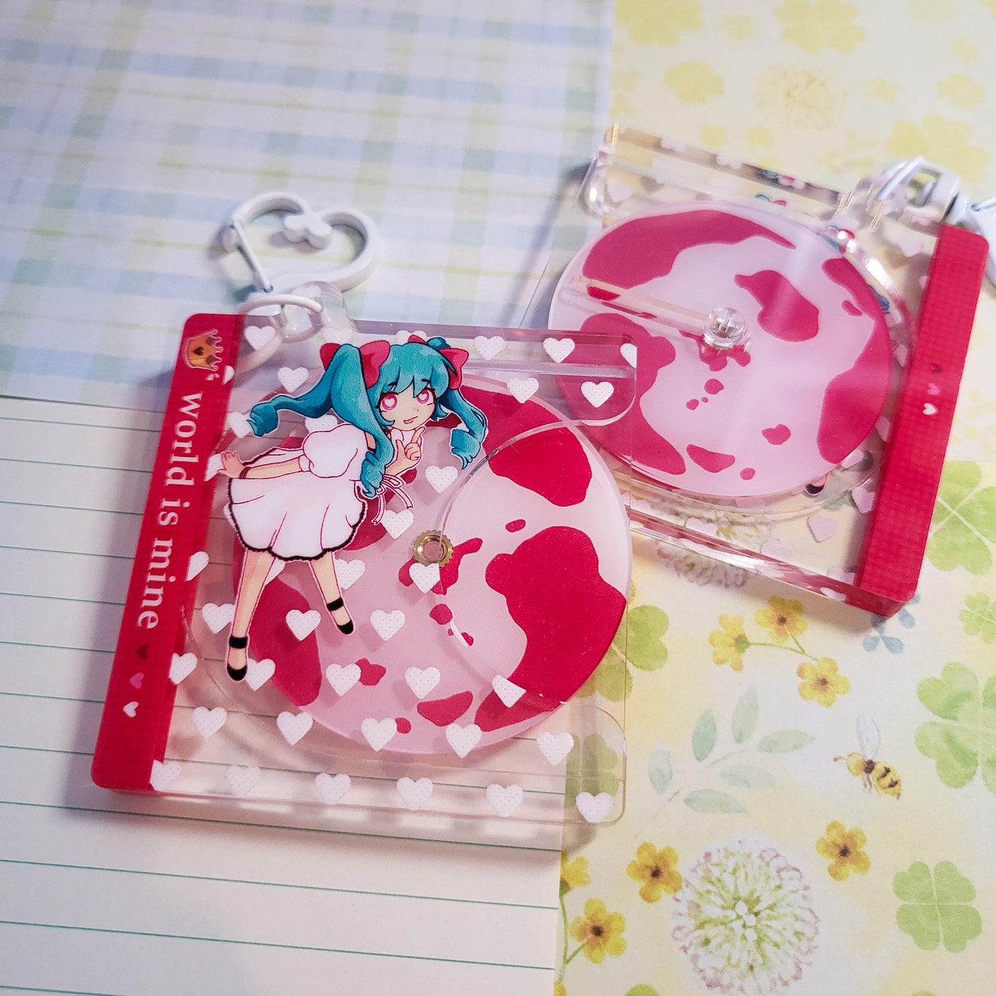 World is Mine Miku vocaloid keychain || 2.25" acrylic cd spinning keychain
