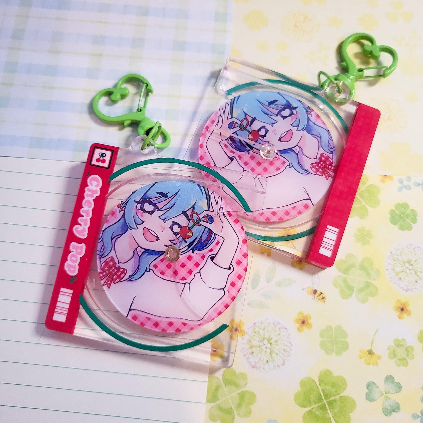 Cherry Pop Miku vocaloid keychain || 2.25" acrylic cd spinning keychain