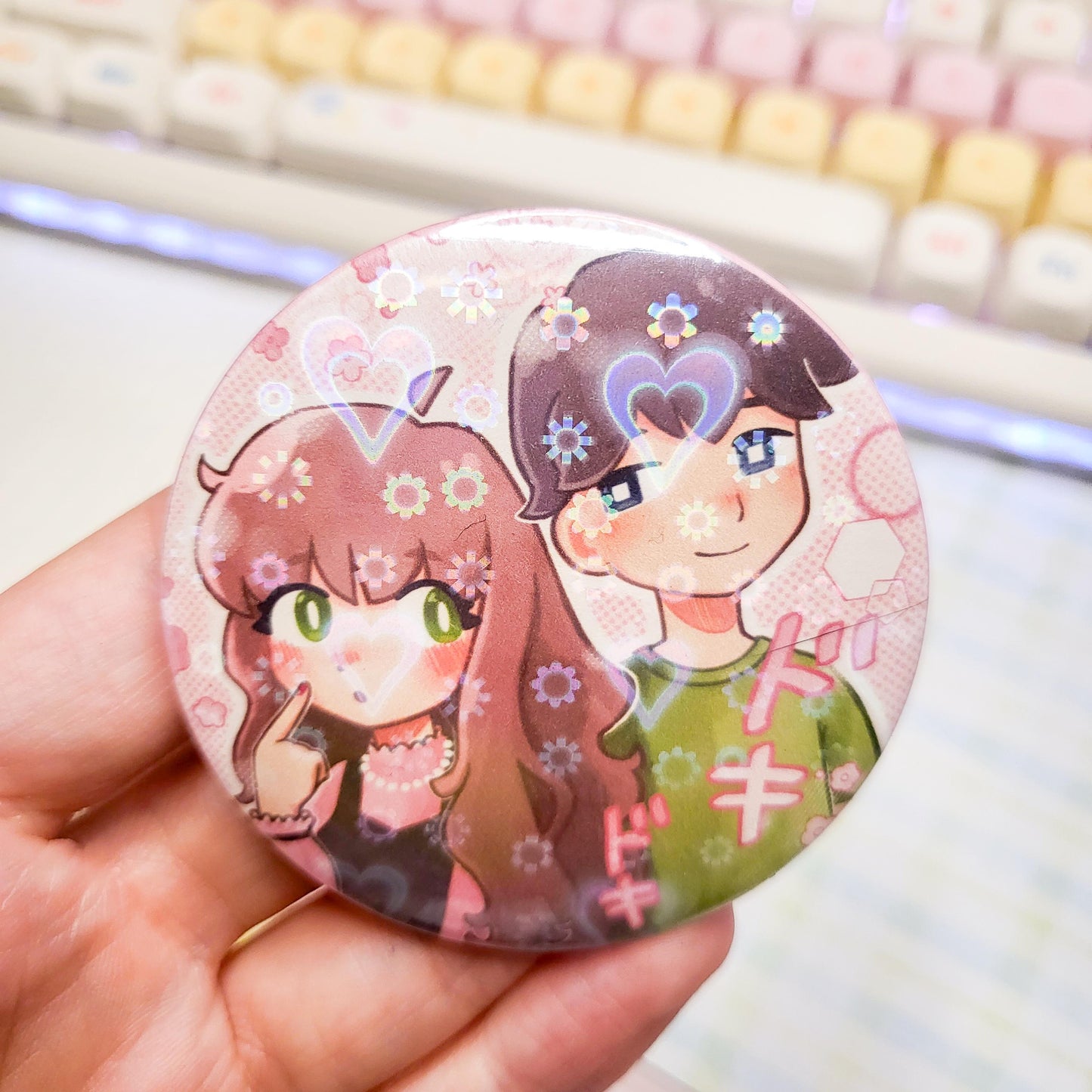 Doki doki shoujo button || 2.25" pinback button badge