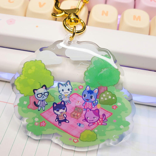 Animal Game cats picnic keychain || 2.5" acrylic keychain kitty cat cozy cute picnic