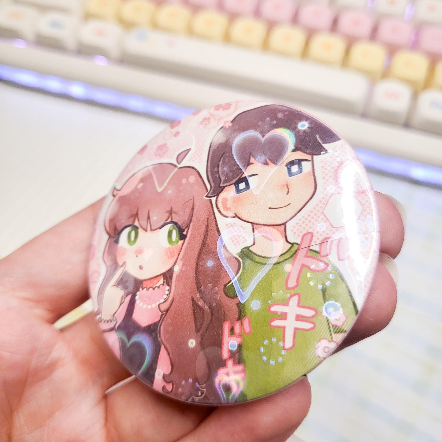 Doki doki shoujo button || 2.25" pinback button badge