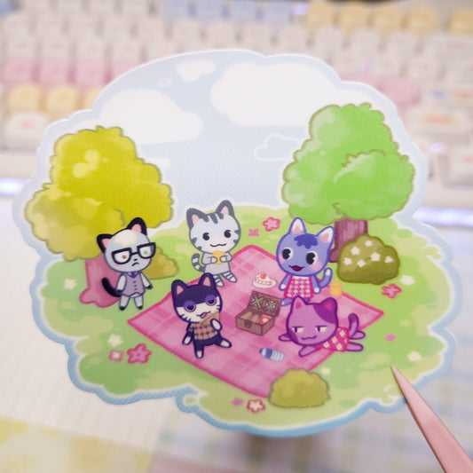 Animal Game cats picnic sticker || 2.5" sticker kitty cat cozy cute picnic